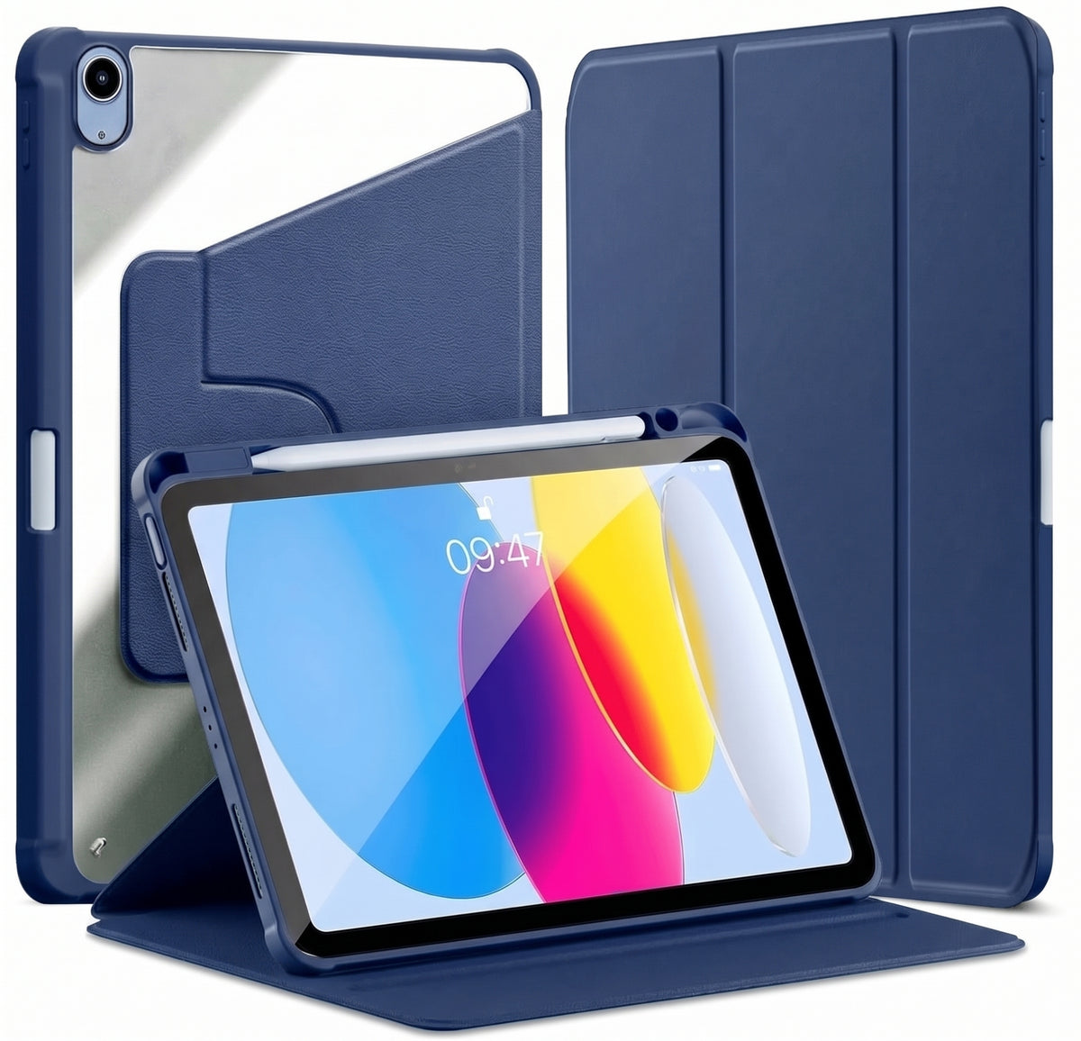 For Apple iPad Air1/Air2/9.7 2017 /2018 /5th/6th Gen Case With Pencil Holder Rotaing Folio Leather Shockproof Stand Cover