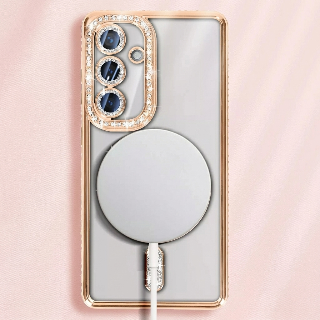 For Samsung Galaxy A37 5G Case, MagSafe Magnetic Diamond Rhinestone Glitter Crystal Bling Shockproof Cover