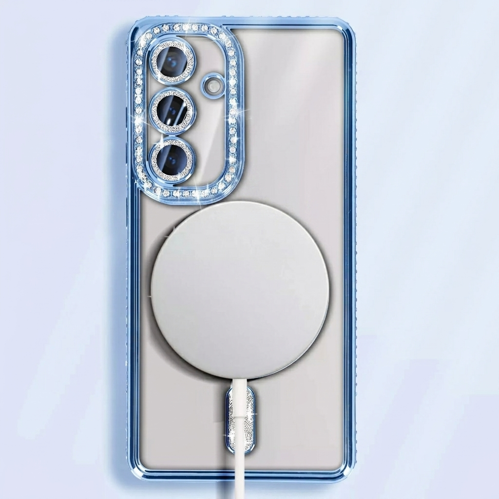For Samsung Galaxy A37 5G Case, MagSafe Magnetic Diamond Rhinestone Glitter Crystal Bling Shockproof Cover