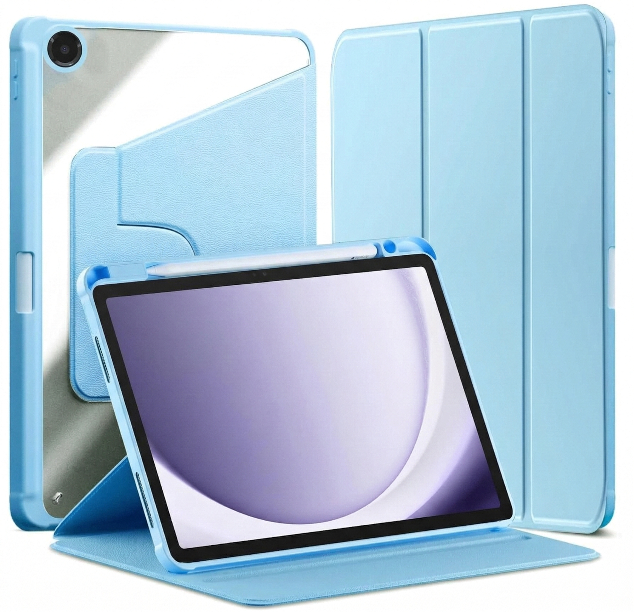 For Samsung Galaxy Tab A11+Plus/ A9+ Plus Case With Pencil Holder Rotaing Folio Leather Stand Cover