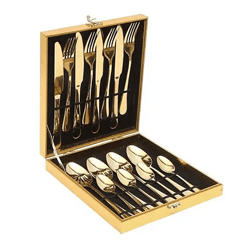 16 Pcs Stainless Steel Cutlery Set Fork Knife Spoon Family Tea Cafe Dinner Australia (Gold)