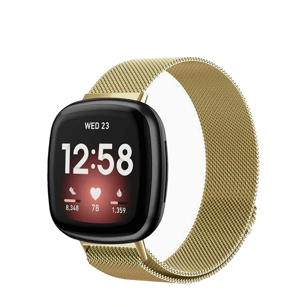 For Fitbit Sense /Fitbit Sense 2 Magnetic Milanese Band Stainless Steel Loop Mesh Wristband Strap Bracelet (Gold)