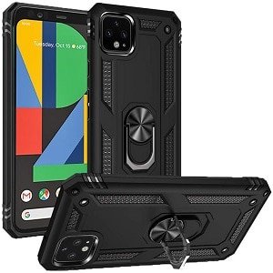 For Google Pixel 4 Anti Scratch Rugged Magnetic Car Mount Ring Case Cover (Black)