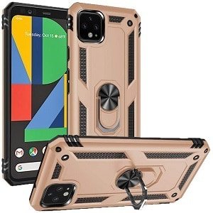 For Google Pixel 4 XL Anti Scratch Rugged Magnetic Car Mount Ring Case Cover (Rose Gold)