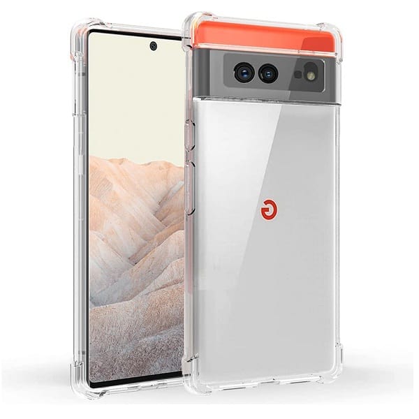 Google Pixel 6 Clear Case Shockproof Tough Gel Clear Transparent Air Cushion Cover (Transparent)