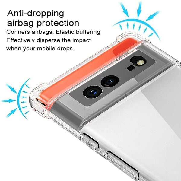 Google Pixel 6 Clear Case Shockproof Tough Gel Clear Transparent Air Cushion Cover (Transparent)