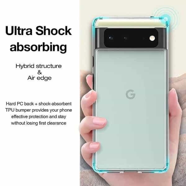 Google Pixel 6 Clear Case Slim With 4 Corners [Shock Absorption] Hard Back Soft Bumper Cover