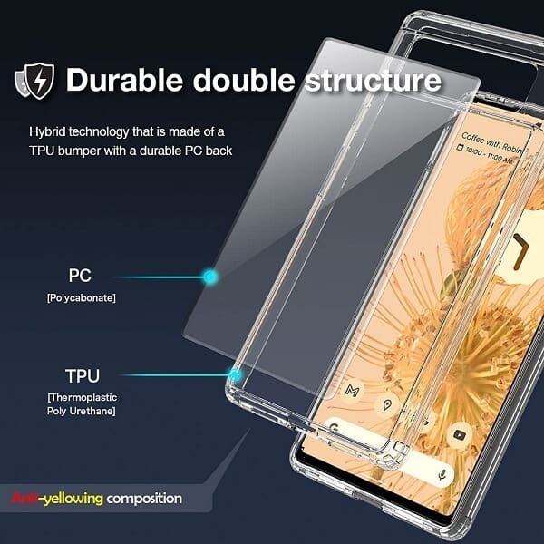 Google Pixel 6 Clear Case Slim With 4 Corners [Shock Absorption] Hard Back Soft Bumper Cover