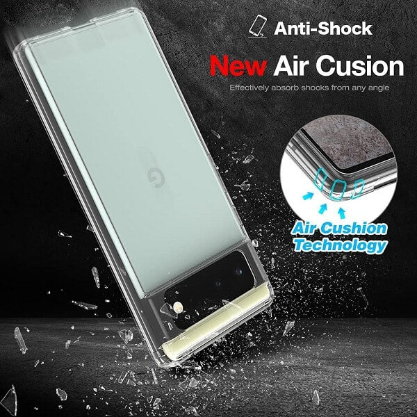 Google Pixel 6 Clear Case Slim With 4 Corners [Shock Absorption] Hard Back Soft Bumper Cover