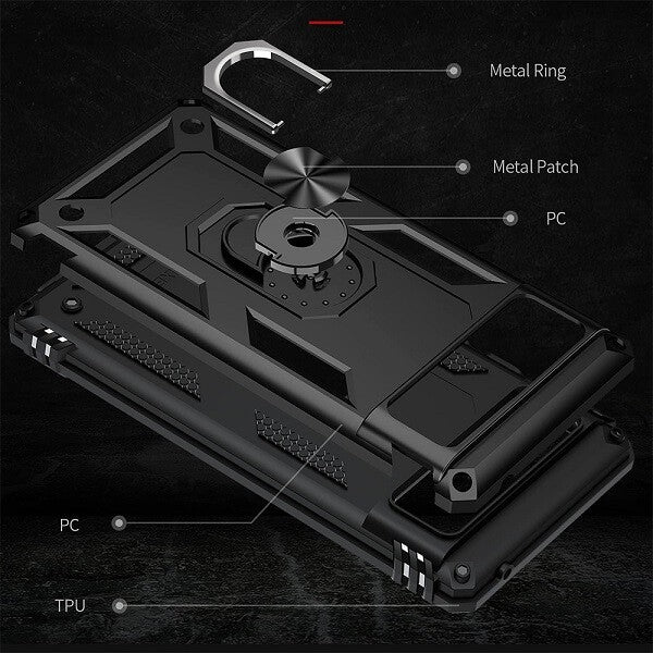 Google Pixel 6 Magnetic Ring Rugged Shockproof Case Heavy Duty Protective Back Cover (Clear)