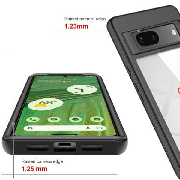 Google Pixel 7 Military Grade Full Body Shockproof Clear Heavy Duty Case Bumper Drop Protection Tough Cover (Black)