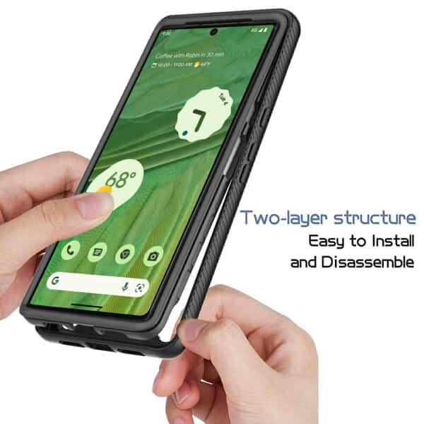 Google Pixel 7 Military Grade Full Body Shockproof Clear Heavy Duty Case Bumper Drop Protection Tough Cover (Black)
