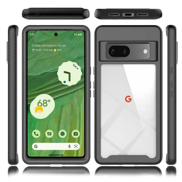 Google Pixel 7 Military Grade Full Body Shockproof Clear Heavy Duty Case Bumper Drop Protection Tough Cover (Black)