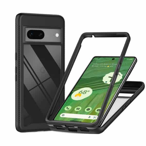 Google Pixel 7 Military Grade Shockproof Clear Heavy Duty Case Bumper Drop Protection Tough Cover (Black)