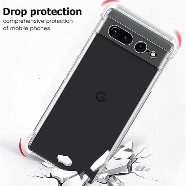 Google Pixel 7 Pro Clear Case Shockproof Tough Gel Clear Transparent Air Cushion Cover (Transparent)