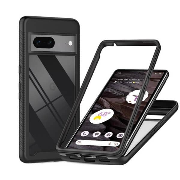 Google Pixel 7 | 7A | 7 Pro Military Grade Shockproof Clear Heavy Duty Case Bumper Drop Protection Tough Cover (Black)