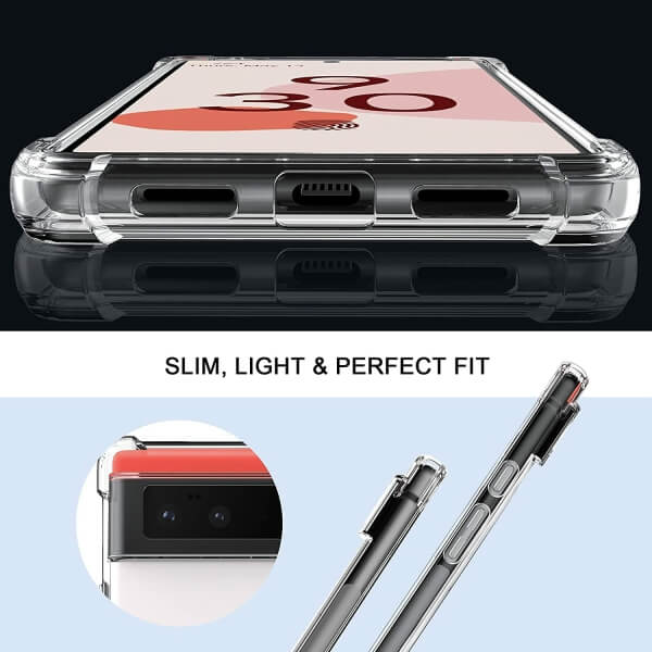 For Google Pixel 7 | 7A | 7 Pro SupRShield Clear Case Shockproof Tough Gel Clear Transparent Air Cushion Cover (Transparent)