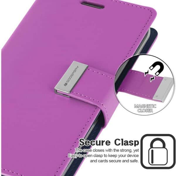 Goospery Apple iPhone 14 Pro Max Rich Diary Wallet Flip Case Leather Card Slots Magnetic Cover (Purple)