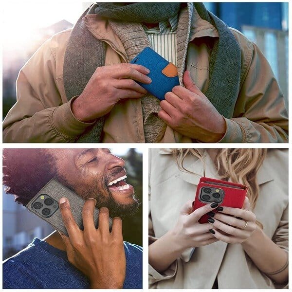 Goospery Canvas Apple iPhone 13 Mini Wallet Leather Case Denim Stand Flip Fabric Pouch Credit Card Slots Cover - Grey