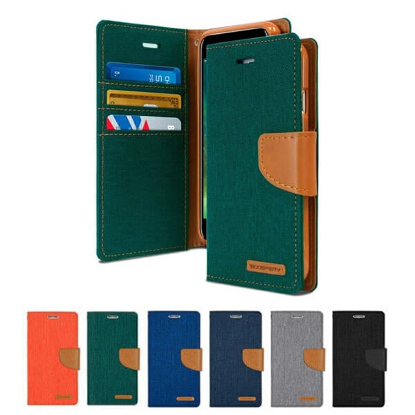 Goospery Canvas For Apple iPhone SE 2022202087 Wallet Leather Case Denim Stand Flip Fabric Pouch Credit Card Slots Cover