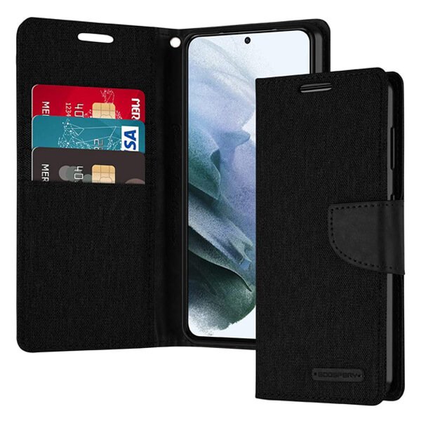 Goospery Canvas Samsung Galaxy S21 | S21 FE | S21+ /S21 Plus | S21 Ultra Wallet Leather Case Denim Stand Flip Fabric Pouch Credit Card Slots Cover