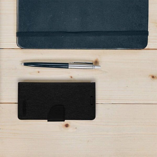 Goospery Canvas Samsung Galaxy S21 Wallet Leather Case Denim Stand Flip Fabric Pouch Credit Card Slots Cover - Black