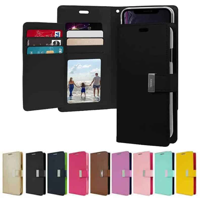 Goospery For Apple iPhone X XS XR Rich Diary Wallet Flip Case Leather Card Slots Magnetic Cover