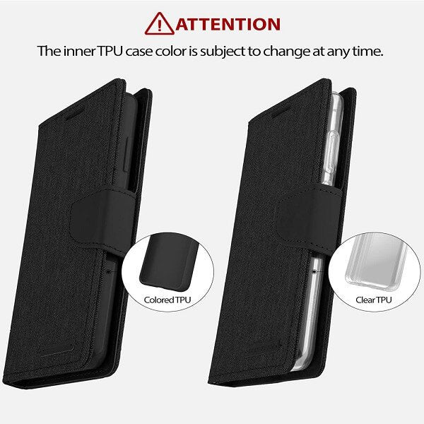 Goospery Samsung Galaxy Note 20 Ultra Canvas Wallet Flip Case Leather Card Slots Magnetic Cover (Black)