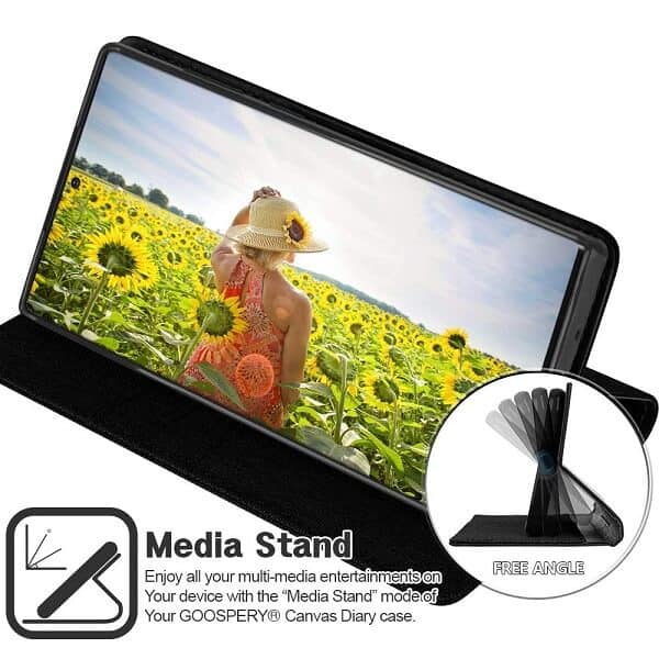 Goospery Samsung Galaxy Note 20 Ultra Canvas Wallet Flip Case Leather Card Slots Magnetic Cover (Black)