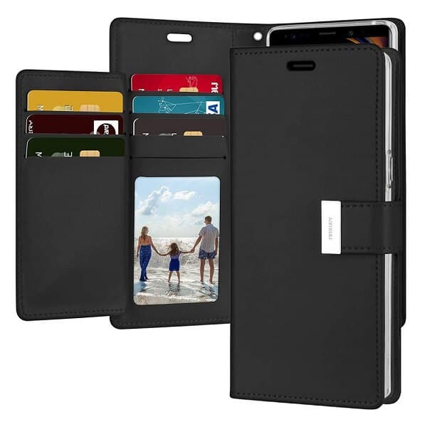 Goospery Samsung Galaxy Note 9 Rich Diary Wallet Flip Case Leather Card Slots Magnetic Cover(Black)