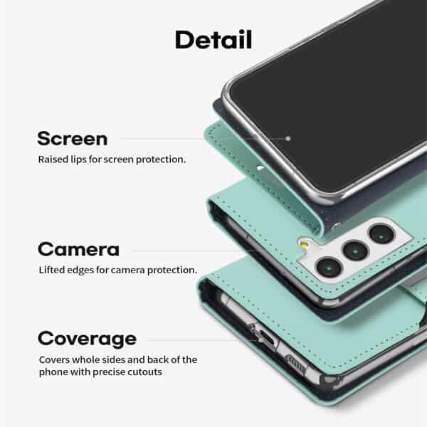 Goospery Samsung Galaxy S22 Rich Diary Wallet Flip Case Leather Card Slots Magnetic Cover (Aqua)