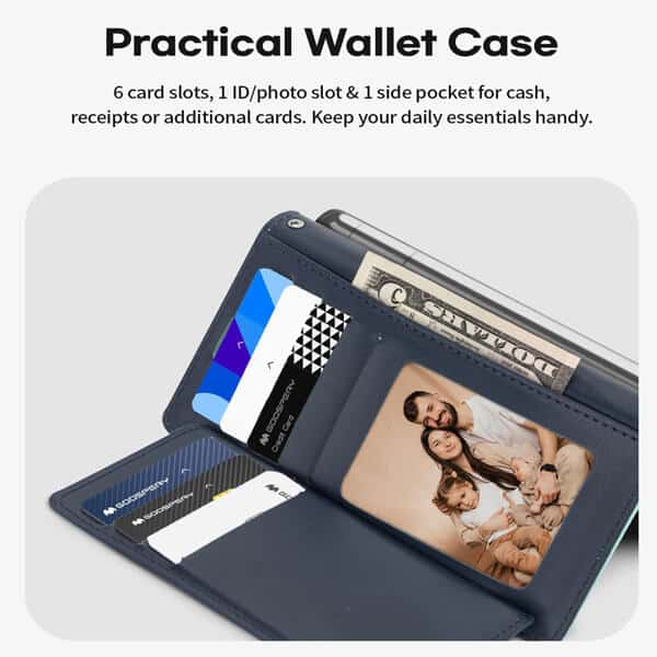 Goospery Samsung Galaxy S22 Rich Diary Wallet Flip Case Leather Card Slots Magnetic Cover (Aqua)