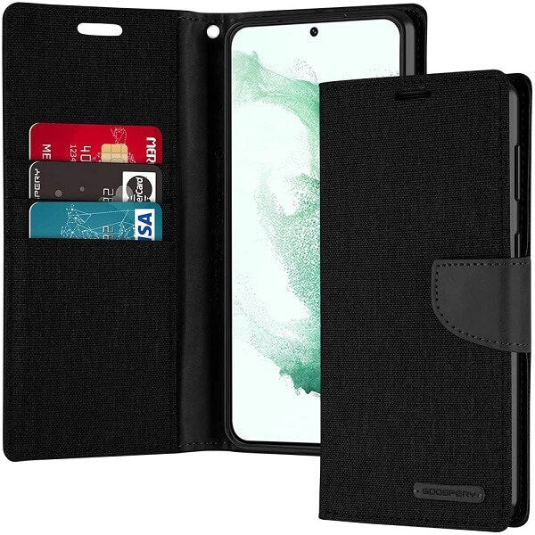 Goospery Canvas For Samsung Galaxy S22 | S22+ /S22 Plus | S22 Ultra Wallet Leather Case Denim Stand Flip Fabric Pouch Credit Card Slots Cover