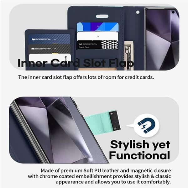 Goospery Samsung Galaxy S24, S24+ S24 Plus & S24 Ultra Rich Diary Wallet Flip Case Leather Card Slots Magnetic Cover