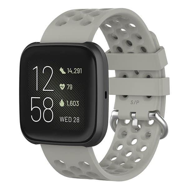 For Fitbit Versa Replacement Wristband Adjustable Silicone Rubber Watch Band Kit Strap Loop (Sports Grey)