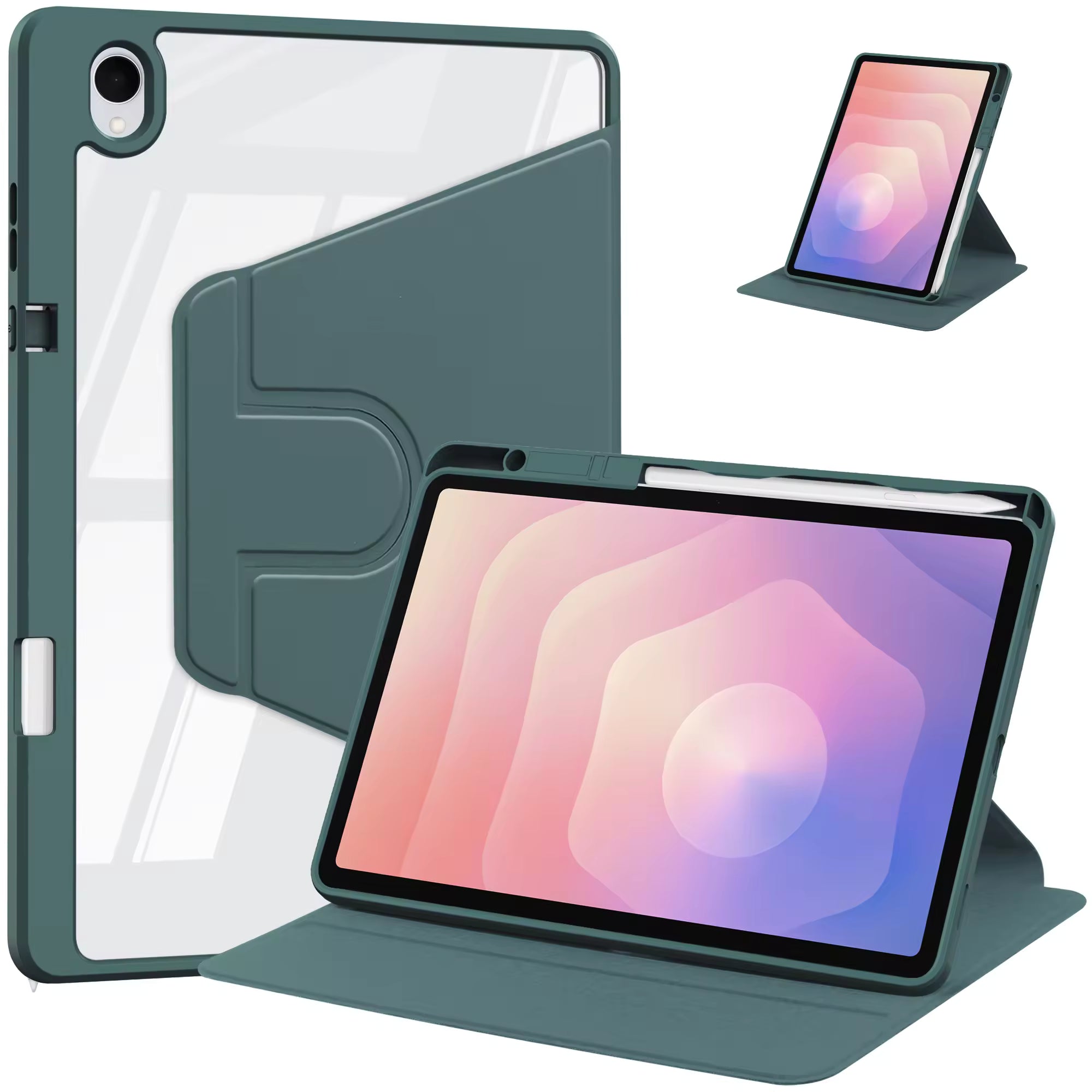 For Samsung Galaxy TAB S11 / S9 / S9 FE / S10FE / S10 Lite WITH PENCIL HOLDER Rotaing Folio Smart Leather Magnetic Stand Case Cover