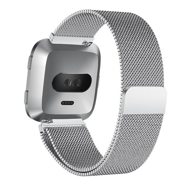 For Fitbit Sense Replacement Magnetic Milanese Band Stainless Steel Loop Mesh Wristband Strap Bracelet (Silver)