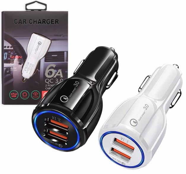 QC3.0 35W 2 USB Ports 6A Fast Charging Car Charger Quick Charge Mobile Phone Charger for iPhone Samsung Nokia Oppo Moto Google