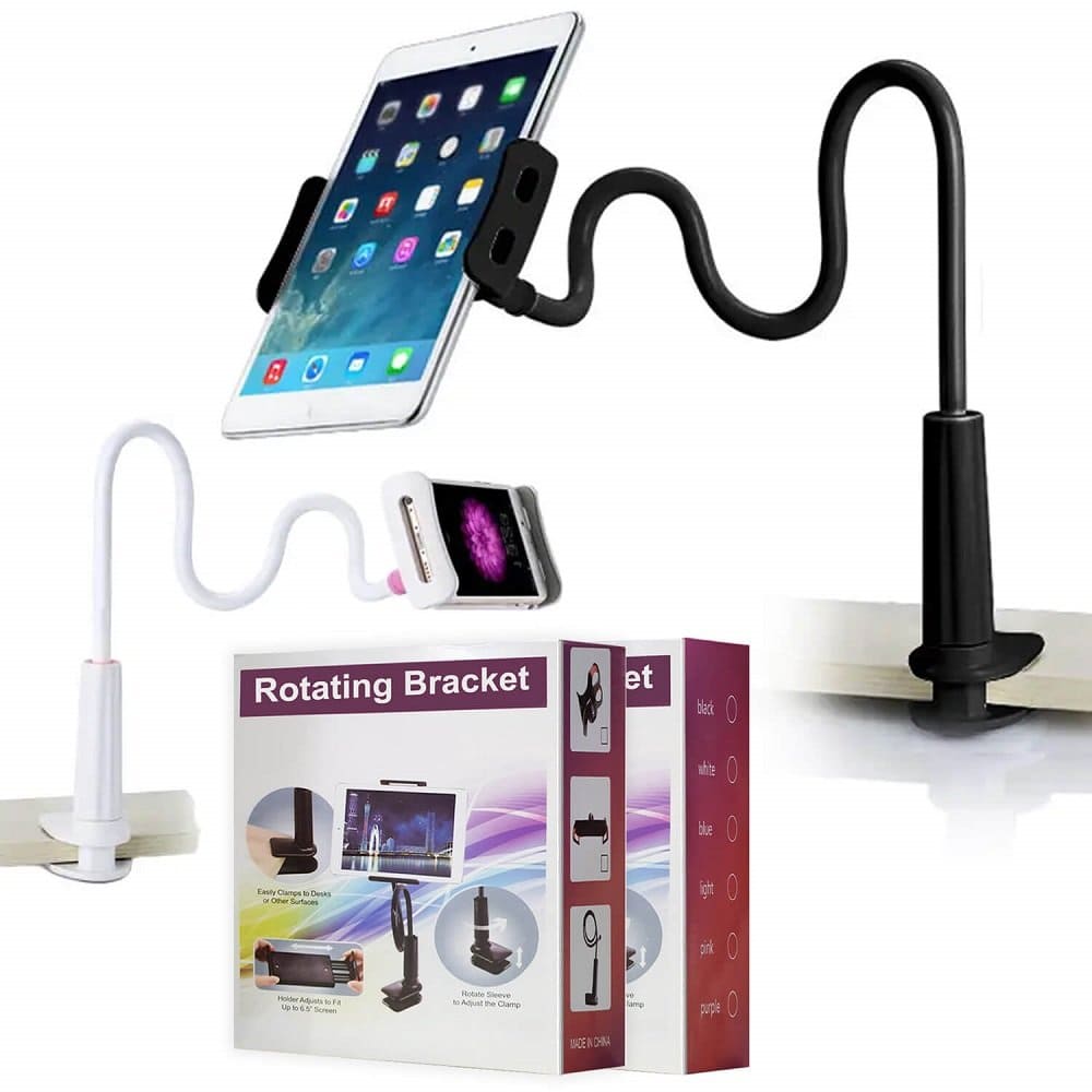 Universal 360° Rotating Tablet iPad Stand Holder Lazy Bed Desk Mount For Apple iPad iPhone Samsung Galaxy Lenovo Huawei Google Nokia Oppo LG Xiaomi Vivo (White)