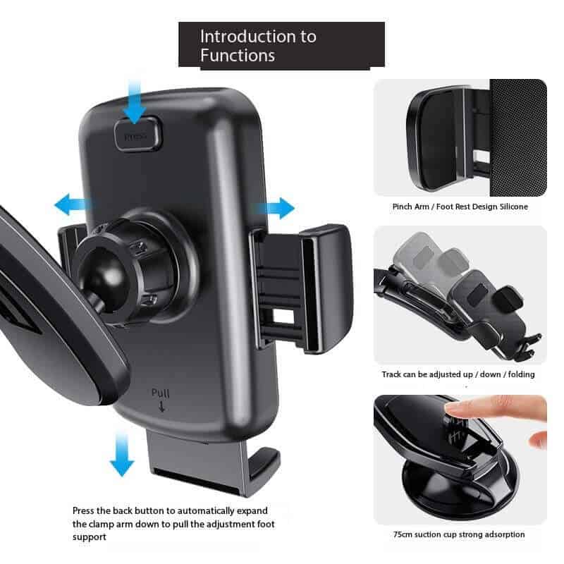Universal 360° Rotatable Cell Phone Holder Mount, Dashboard Windscreen Car Cradle Stand for iPhone Samsung Google Oppo Nokia Moto