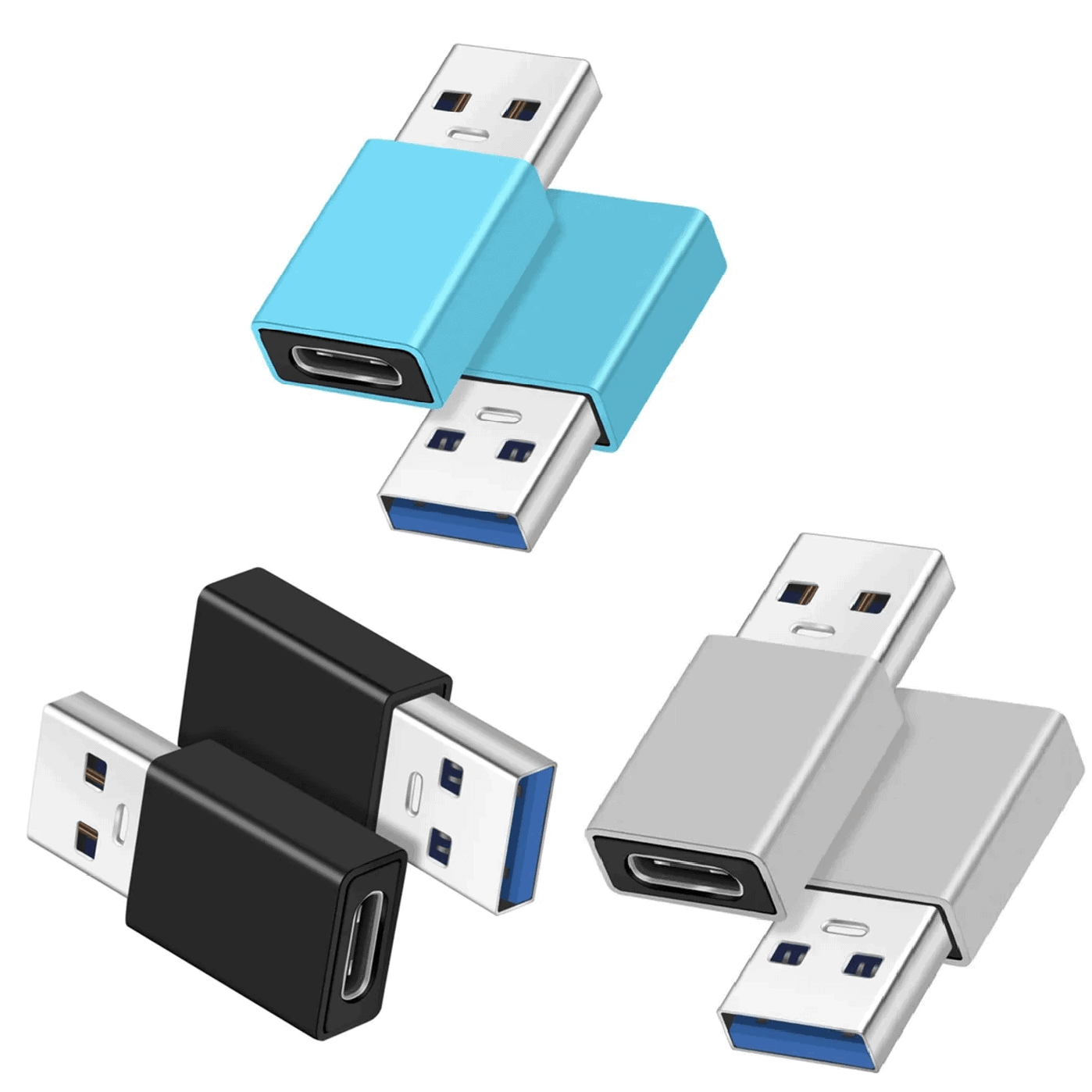[3 Pack] USB C Female to USB A Male Adapter Charge Converter OTG Connector for Laptops & Mobile Phones