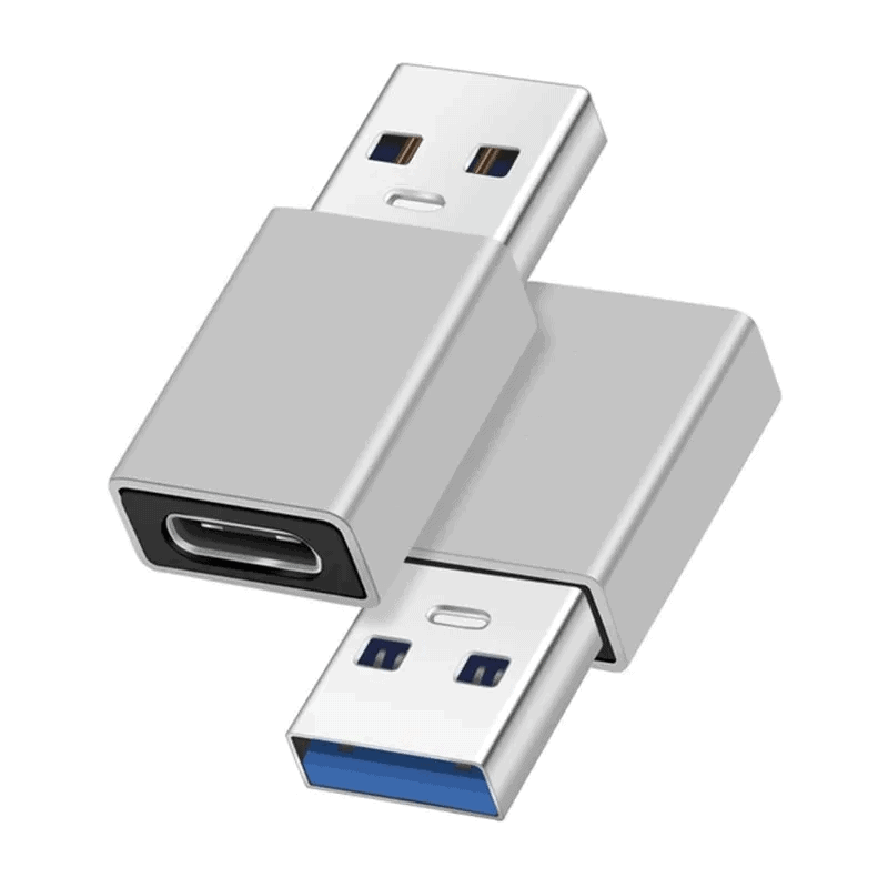 [3 Pack] USB C Female to USB A Male Adapter Charge Converter OTG Connector for Laptops & Mobile Phones - Silver