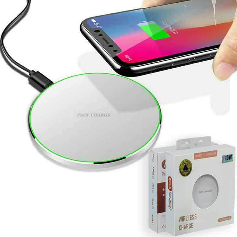 10W Qi Wireless Fast Charger Charging Pad For Apple iPhone Samsung Galaxy Google Pixel (White)