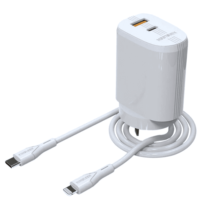 KINGLEEN (e230) SAA Certified 20W QC3.0 PD+USB Wall Plug Adapter + PD Type C to Lightning Cable