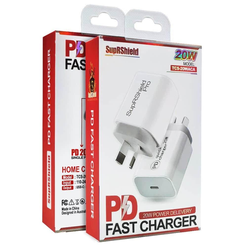 20W SupRShield SAA Certified PD USB Type C Fast Charging AU Wall Plug Charger Adapter For iPhone Samsung iPad Tab Google Nokia Oppo