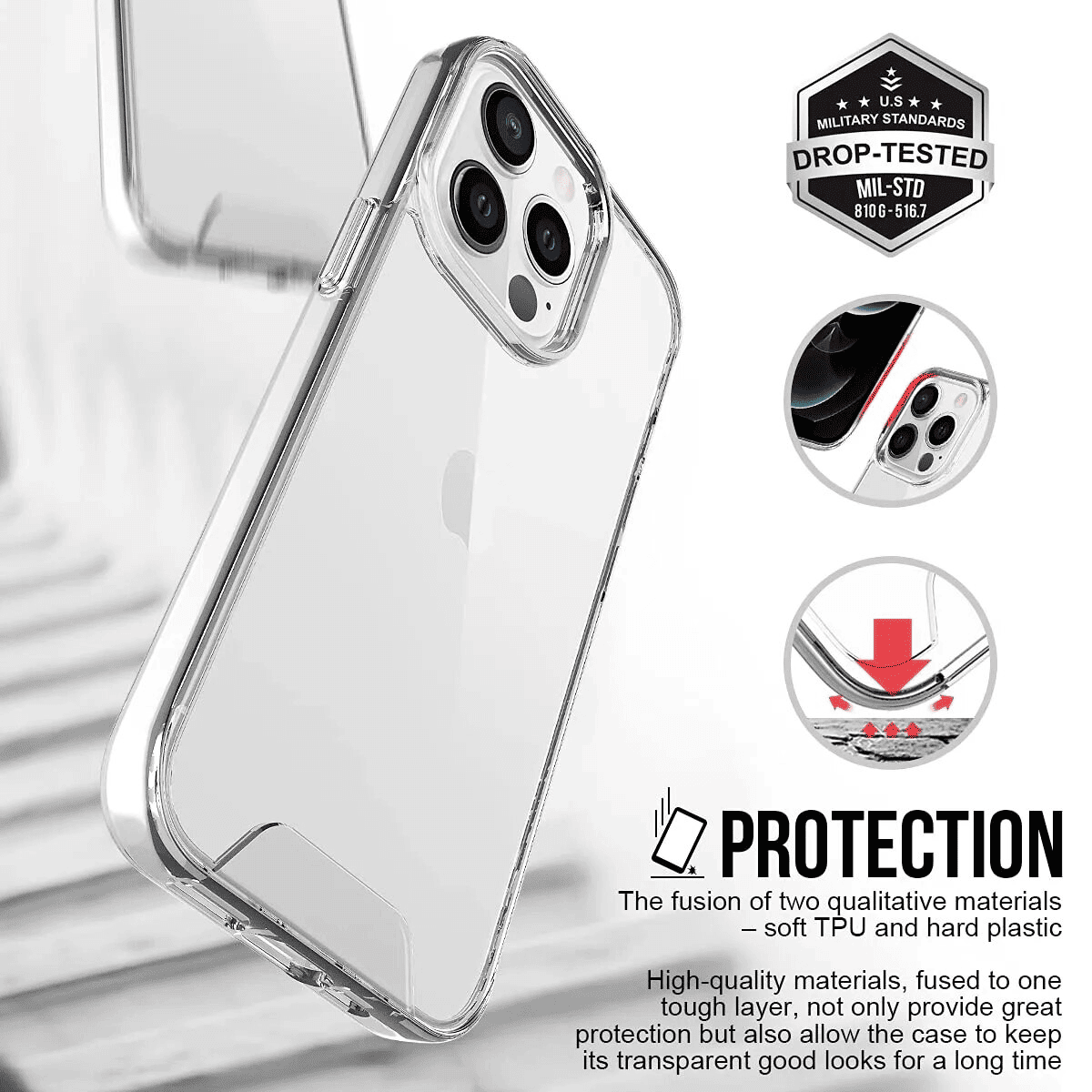 Space Clear Case For Apple iPhone 15 Pro Max 15 Plus Anti-Shock Clear Hard Transparent Shockproof Cover