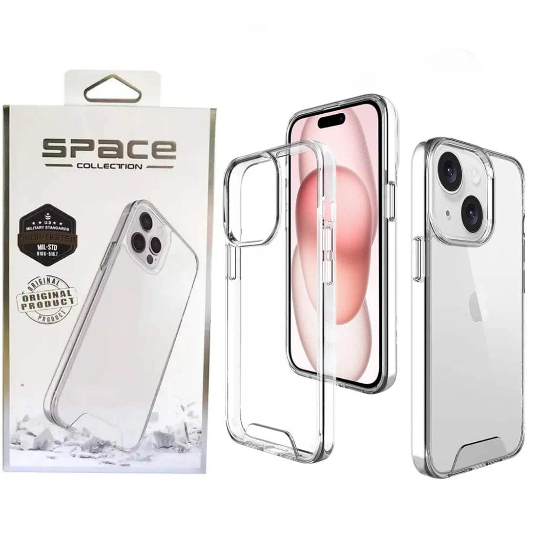Space For Apple iPhone 15/14/11/Pro Max/Plus Clear Anti-Shock Clear Hard Transparent Shockproof Cover