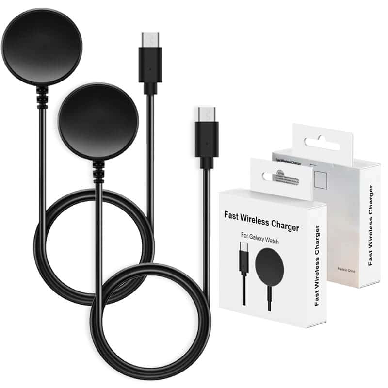 (2 Pack) For Samsung Galaxy 6 5 4 3 Active & Active 2 Watch Replacement USB Type C Charger Charging Dock Cable (Black)