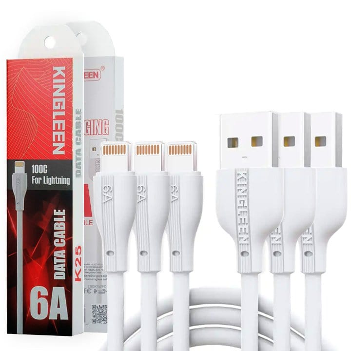 [3 Pack] Kingleen (K25) 6A USB to Lightning Universal Fast Charging Data Cable Cord For Apple iPhone iPad iPod