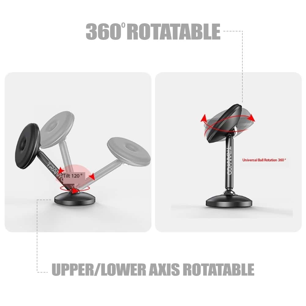 Tranyoo 360 Degree Rotating Strong Magnetic Suction Car Dashboard/Desktop Mobile Phone Holder For iPhone/Samsung/Google/Oppo/Nokia/Xiaomi/TCL/Vivo